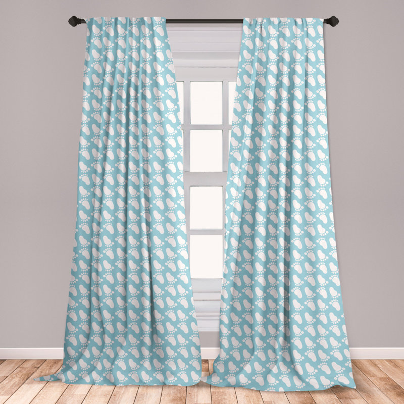 East Urban Home Ambesonne Baby Curtains, Diagonal Footprint Pattern